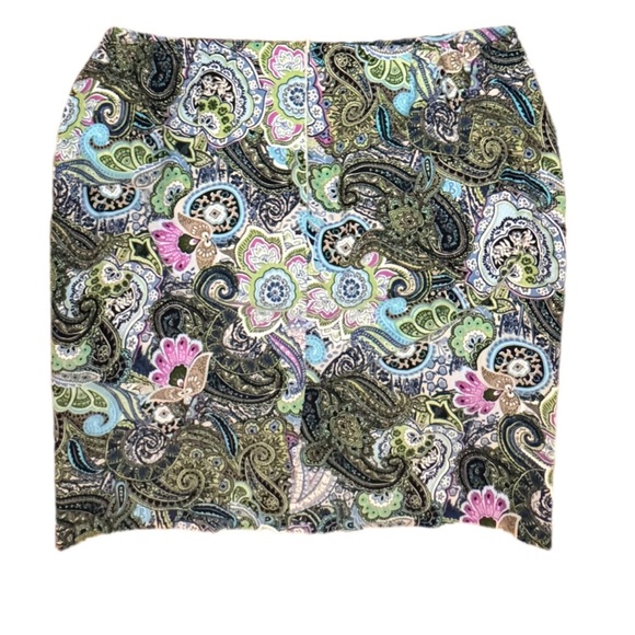 Talbots Paisley Pencil Skirt in Green, Blue and Pink - Picture 2 of 3